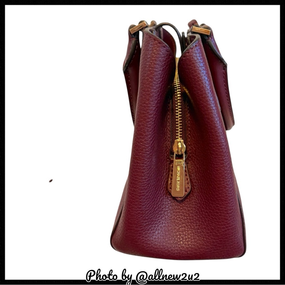 Michael Kors Kimberly Small Leather Satchel Crossbody Bag Merlot W/ Gold Hdw - Picture 4 of 14
